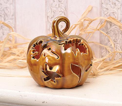 Mini Ceramic Pumpkin T/L Hlder